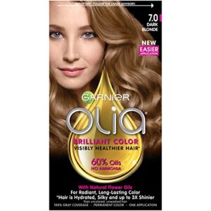 Garnier Olia Ammonia Free Permanent Hair Color, 100% Gray Coverage (Packaging May Vary), 7.0 Dark Blonde, Pack of 1