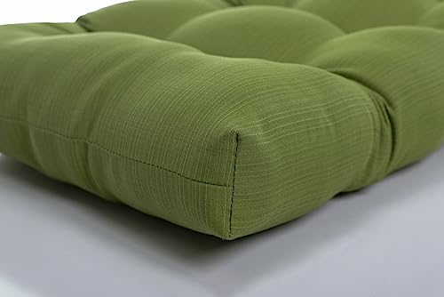 Pillow Perfect Forsyth Solid Indoor/Outdoor Wicker Patio Sofa/Swing Cushion Tufted, Weather and Fade Resistant, 19" x 44", Green