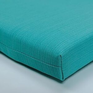 Pillow Perfect Forsyth Solid Indoor/Outdoor Patio Seat Cushions, Plush Fiber Fill, Weather and Fade Resistant, 2 Count, Turquoise, Square Corner 16"x18.5" Blue
