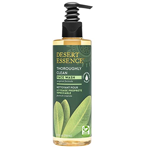 Desert Essence Thoroughly Clean Face Wash - Original - 8.5 Fl Ounce - Tea Tree Oil - For Soft Radiant Skin - Gentle Cleanser - Extracts Of Goldenseal, Awapuhi, & Chamomile Essential Oils