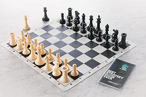 Best Chess Set Ever 4X Classic, Tournament Chess Set with 20 in x 20 in Foldable Silicone Board and Weighted Staunton Pieces, Packs and Travels Easy, Classic XL Super Heavyweight Edition