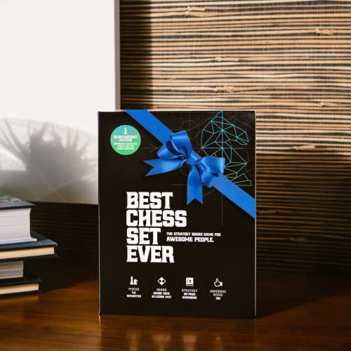 Best Chess Set Ever 4X Classic, Tournament Chess Set with 20 in x 20 in Foldable Silicone Board and Weighted Staunton Pieces, Packs and Travels Easy, Classic XL Super Heavyweight Edition