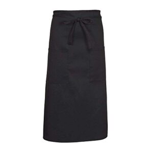fame f54 two pocket full length bistro apron - black (wfa79051bk)