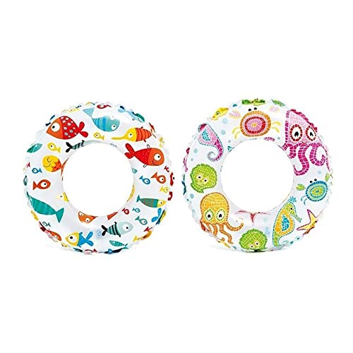 Intex - Recreation Lively Print Swim Ring, Summer Fun (Pack of 2 Assorted)