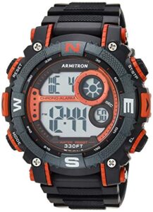 armitron sport men's 40/8284red large metallic red accented black resin strap chronograph digital watch