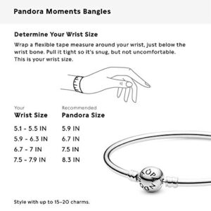 PANDORA Jewelry Bangle Charm Sterling Silver Bracelet, 7.5"