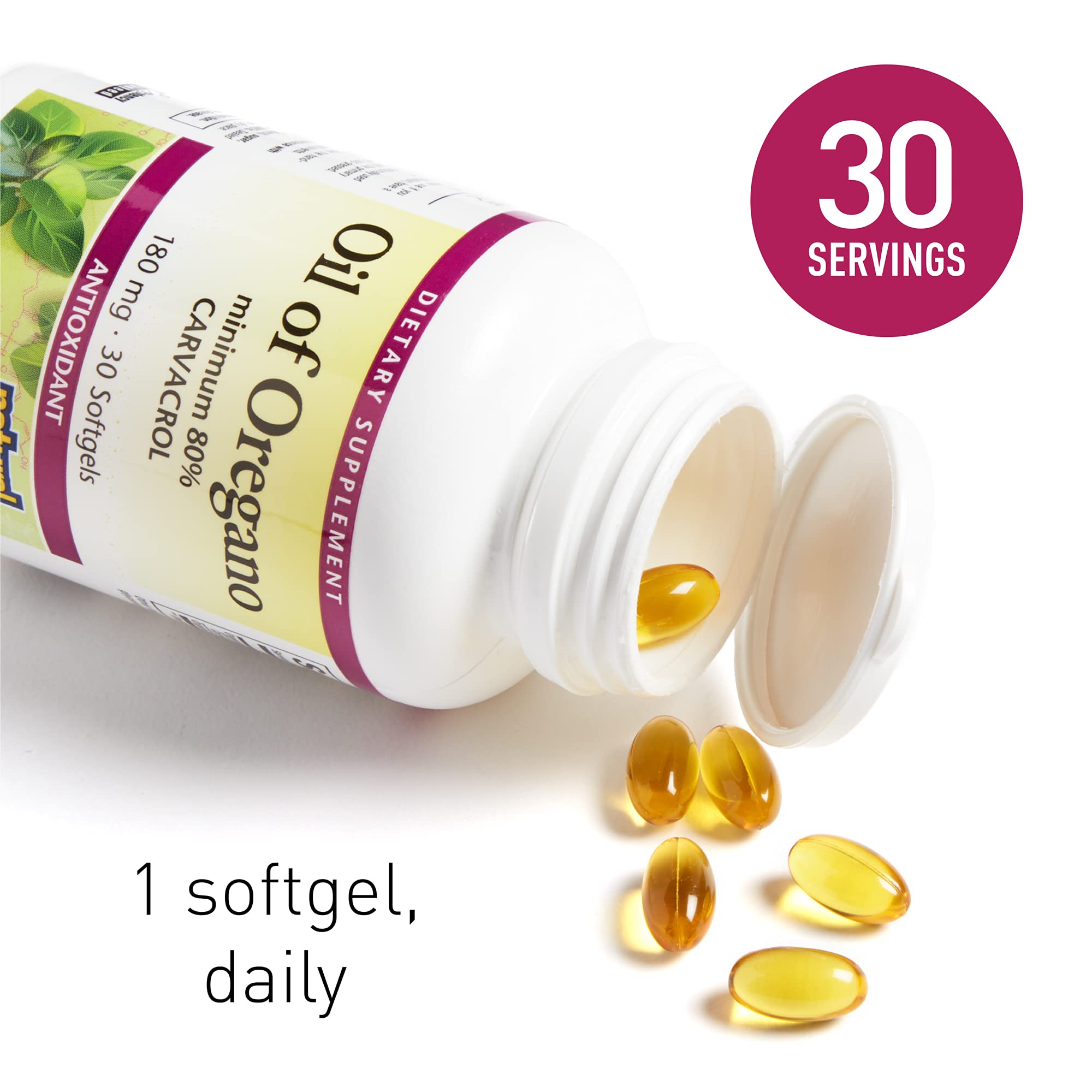 Natural Factors, Oil of Oregano 180 mg, Helps Maintain Good Health with Extra Virgin Olive Oil, 30 softgels (30 servings)