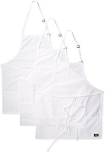 dickies chef 3 pack three pocket adjustable bib apron, white, one size