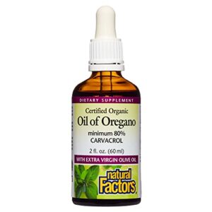 natural factors, certified organic oil of oregano, herbal supplement for immune support, vegan, non-gmo, 2 oz