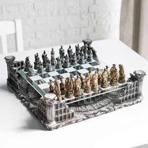 16.25" roman gladiators 3d chess set, bronze & silver color, 2 players