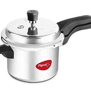 Pigeon 5 Quart Pressure Cooker, Olla de Presion, Gas & Induction Compatible, Pressure Pot for Instant Cooking of Veggies, Soup, Meat, Rice & Legumes, Indian Pressure Cooker 5 Liters, Aluminum, Silver