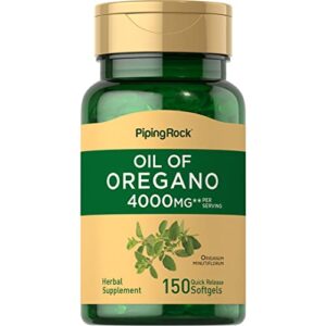 piping rock oregano oil capsules 4000mg | 150 softgel pills | herbal supplement | non-gmo, gluten free