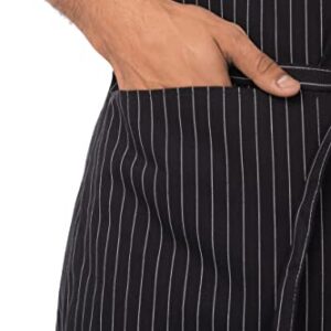 Chef Works Unisex Adjustable Bib Apron, Black W/ Wht Pinstripe, One Size