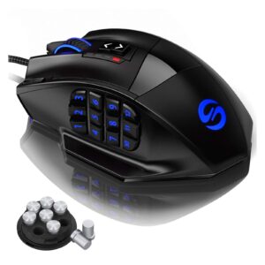 utechsmart venus gaming mouse rgb wired, 16400 dpi high precision laser programmable mmo computer gaming mice [ign's recommendation]