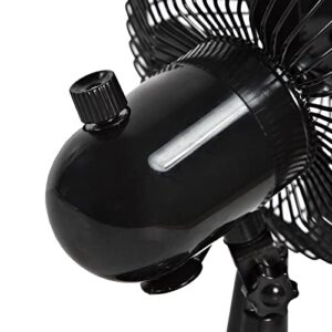 Comfort Zone CZ5USBBK 5” 2-Speed Dual Base USB or Battery-Operated Desk Fan, 360-Degree Adjustable Angle, LED Power Indicator Light, Black