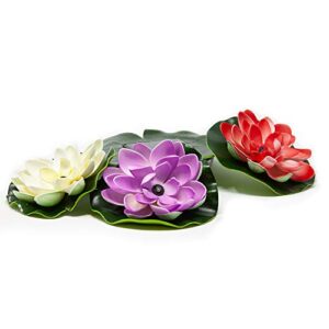 beckett corporation sl3 solar pond or water garden, lily pad led floating lights, multi-color