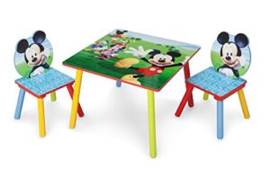 delta children kids table and chair set (2 chairs included) - ideal for arts & crafts, snack time, homeschooling, homework & more, greenguard gold certified, disney mickey mouse