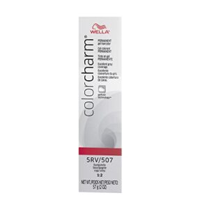 wella color charm permanent gel, hair color for gray coverage, 5rv burgundy