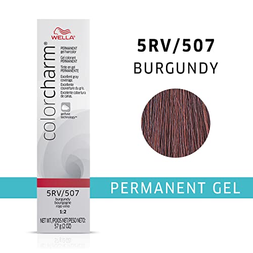 WELLA Color Charm Permanent Gel, Hair Color for Gray Coverage, 5RV Burgundy