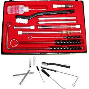 xtremepowerus 23 piece complete spray gun cleaning kit, maintenance set for cleaning hvlp spray guns, paint guns, air tools, airbrush, storage case included