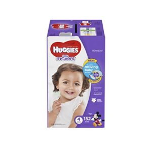 huggies little movers active baby diapers, size 4 (fits 22-37 lb.), 152 ct, economy plus (packaging may vary)