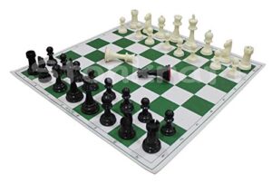 stonkraft 17'' x 17'' tournament chess vinyl foldable chess game with solid plastic pieces (with extra queen) - ideal for professional chess players