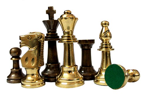 StonKraft Collectible Green Marble Chess Board Set + Brass Crafted Pieces Pawns - Decorative Stone Chess - Home Décor - 20" Inches