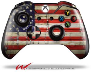 wraptorskinz decal style vinyl skin wrap compatible with xbox one original wireless controller painted faded and cracked usa american flag - (controller not included)