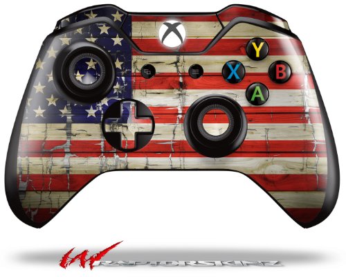 WraptorSkinz Decal Style Vinyl Skin Wrap compatible with XBOX One Original Wireless Controller Painted Faded and Cracked USA American Flag - (CONTROLLER NOT INCLUDED)