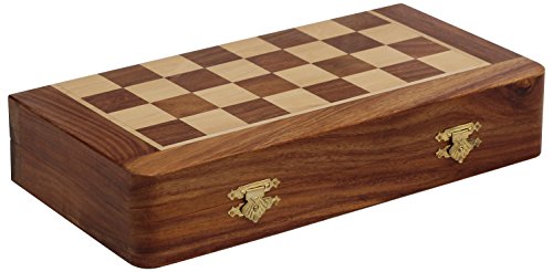 10.5" Wood Chess Set - Handmade Premium Magnetic Folding Chess Board - Wooden Travel Staunton Chess Game with Built in Storage