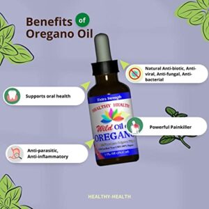 Healthy Health Oregano Oil - Wild Mediterranean - ECO Certified Organic Extra Strength 83% Carvacrol, All Natural Food Grade Oil of Oregano, Non GMO 1 fl. OZ