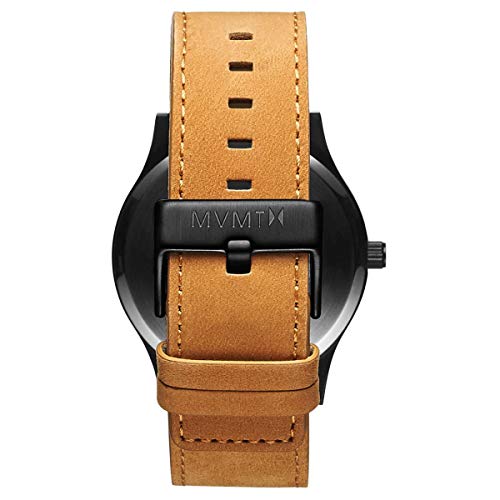 MVMT Classic Men's 45 MM Analog Black Tan Watch with Leather Strap