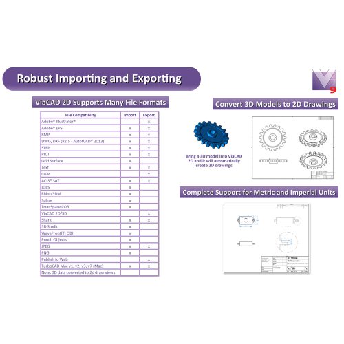 ViaCAD 2D v9 for Windows PC: With over 275 drawing tools, ViaCAD is the perfect choice for producing anything from simple sketches to fully dimensioned, standards compliant, production ready drawings. [Download]