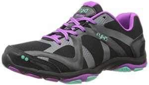 ryka women's influence black/sugar plum/vivid aqua training shoe 8.5 m us