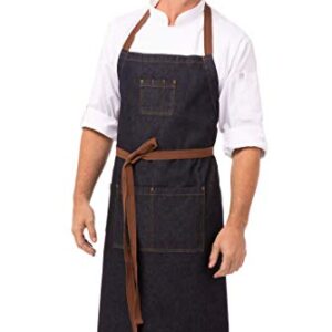 Chef Works Unisex Memphis Chefs Bib Apron, Indigo Blue, One Size