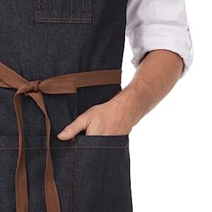 Chef Works Unisex Memphis Chefs Bib Apron, Indigo Blue, One Size