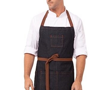 Chef Works Unisex Memphis Chefs Bib Apron, Indigo Blue, One Size