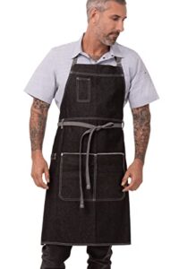 chef works unisex bronx bib apron, black, one size