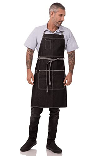 Chef Works Unisex Bronx Bib Apron, Black, One Size