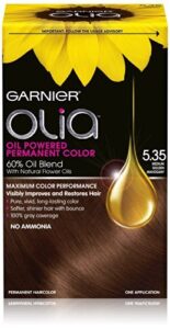 garnier olia oil powered permanent hair color, 5.35 medium golden mahogany