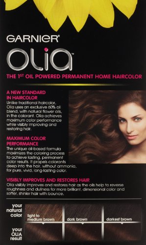 Garnier Olia Oil Powered Permanent Hair Color, 5.35 Medium Golden Mahogany