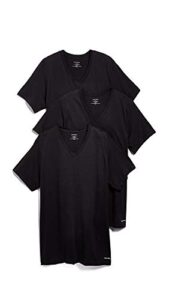 calvin klein men's cotton classics multipack v neck t-shirts, black, x-large