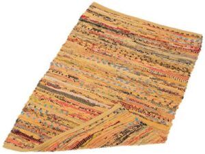 dii chindi home collection handwoven multicolor area rag run, 20x31.5, mustard yellow