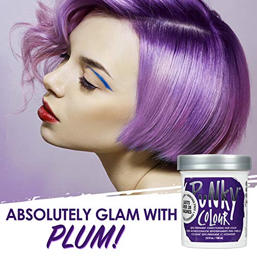 Punky Plum Semi Permanent Conditioning Hair Color, Vegan, PPD and Paraben Free, lasts up to 25 washes, 3.5oz