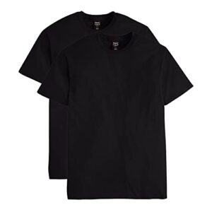 hanes men's nano premium cotton t-shirt (pack of 2), black, small