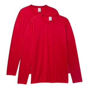 hanes men's long sleeve cool dri t-shirt upf 50+, medium, 2 pack ,deep red