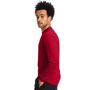 Hanes Men's Long Sleeve Cool Dri T-Shirt UPF 50+, Medium, 2 Pack ,Deep Red