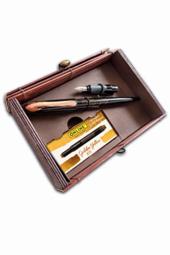 Online 10058 Calligraphy Set I Calligraphy Pen Air Black Rose I Calligraphy Nibs in 2 Line Widths 0.8/1.4 mm I 5 x Ink Cartridges Gold I Gift Set for Calligraphy Fans in Gift Box