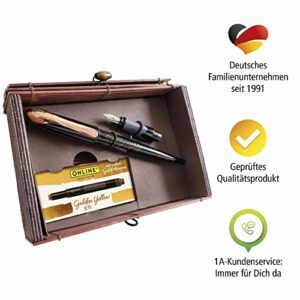 Online 10058 Calligraphy Set I Calligraphy Pen Air Black Rose I Calligraphy Nibs in 2 Line Widths 0.8/1.4 mm I 5 x Ink Cartridges Gold I Gift Set for Calligraphy Fans in Gift Box