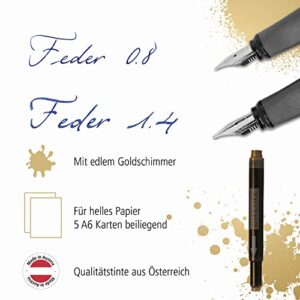 Online 10058 Calligraphy Set I Calligraphy Pen Air Black Rose I Calligraphy Nibs in 2 Line Widths 0.8/1.4 mm I 5 x Ink Cartridges Gold I Gift Set for Calligraphy Fans in Gift Box